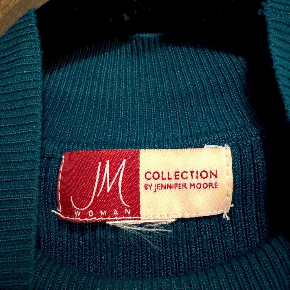 JM Women Collection by Jenifer Moore Ribbed Knit Teal Mock Neck Tank Top - Picture 5 of 5